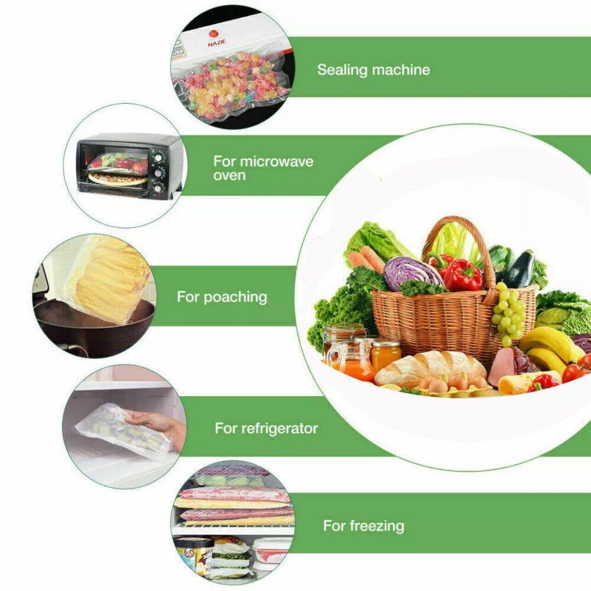 100pcs Vacuum Food Sealer Bags Precut BPA Free Commercial Grade Storage Saver - 10x15cm