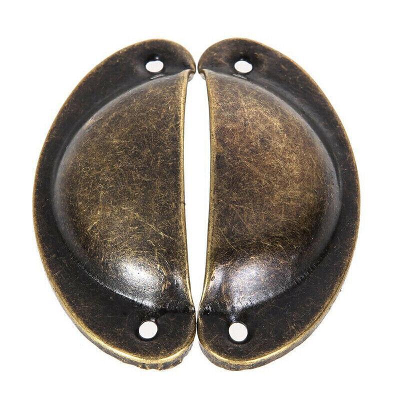 6X Cupboard Door Cabinet Cup Drawer Furniture Retro Antique Pull Shell Handle - Black