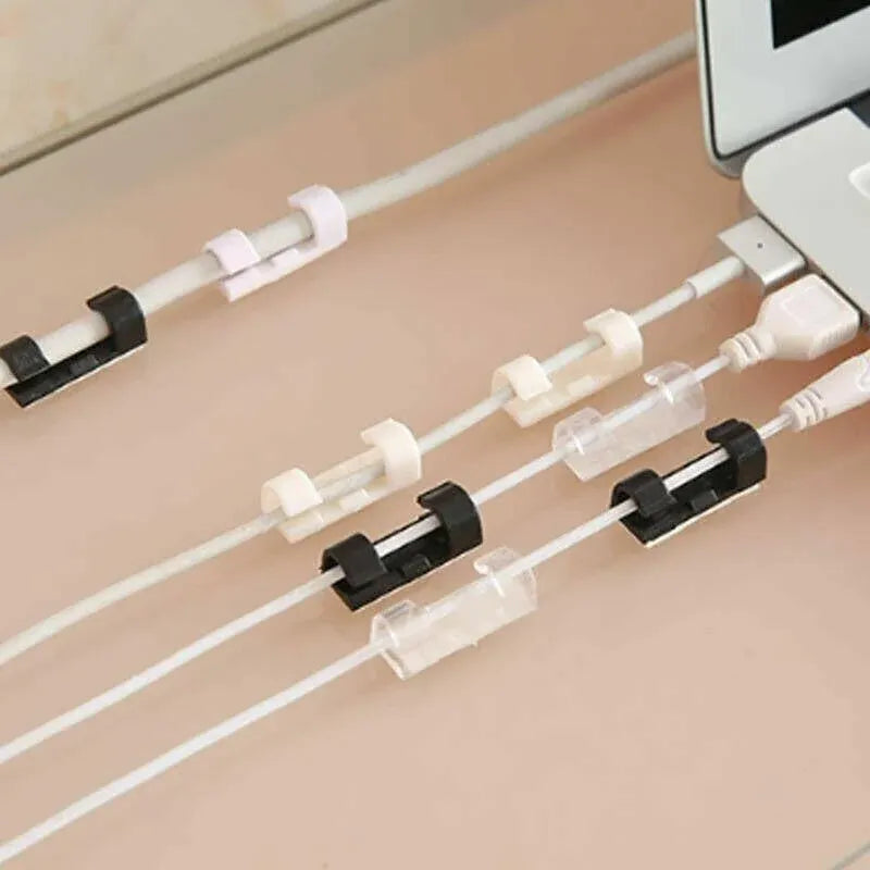 16PCS Cable Clips Management Holder Cord Wire Line Organizer Self-Adhesive L - L Size - Transparent x 16 PCS