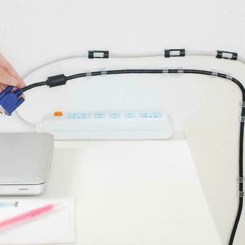 16PCS Cable Clips Management Holder Cord Wire Line Organizer Self-Adhesive L - L Size - White x 16 PCS