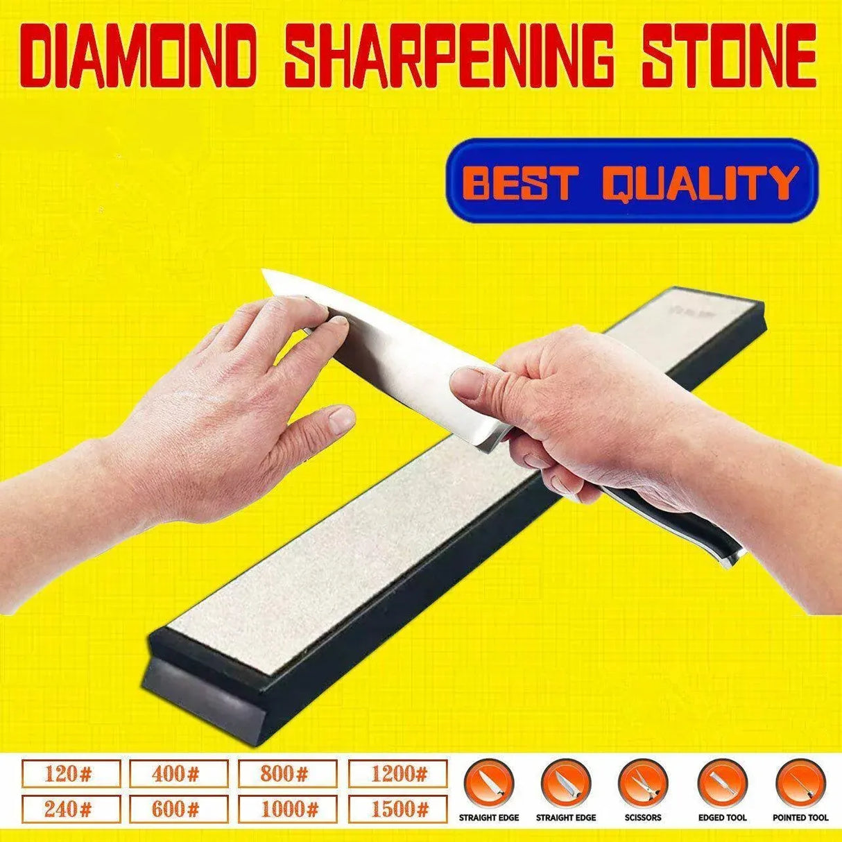 Diamond Whetstone Grit Tool for Knife Sharpening - Kitchen Edge Honing Stone - 600#