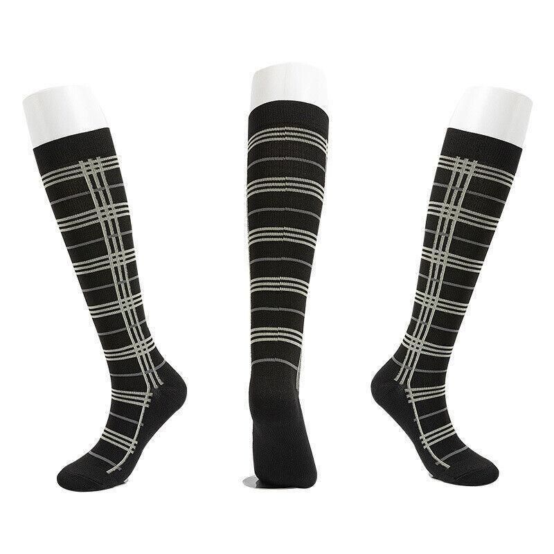 L/XL Size Compression Socks Unisex Adult Nursing Travel Stocking Sport - Black Lattice