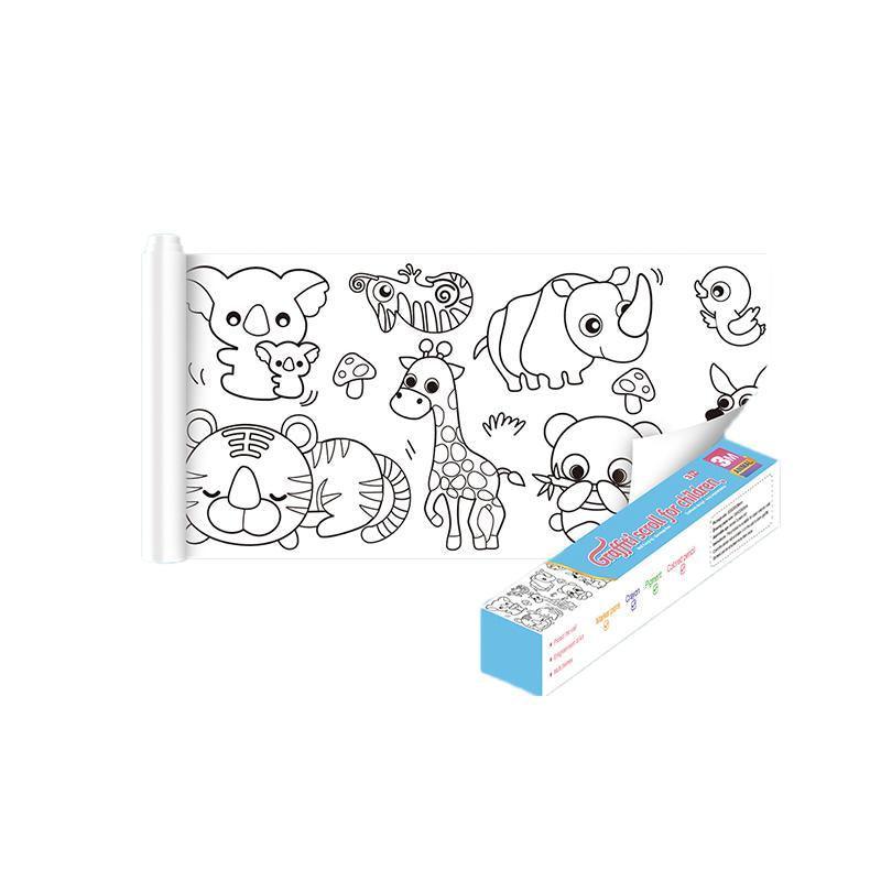 3M DIY Colouring Paper Roll with 12 Colour Pencils Cartoon Doodle Set - Daily necessities(With 12PCS Colored Pencils)