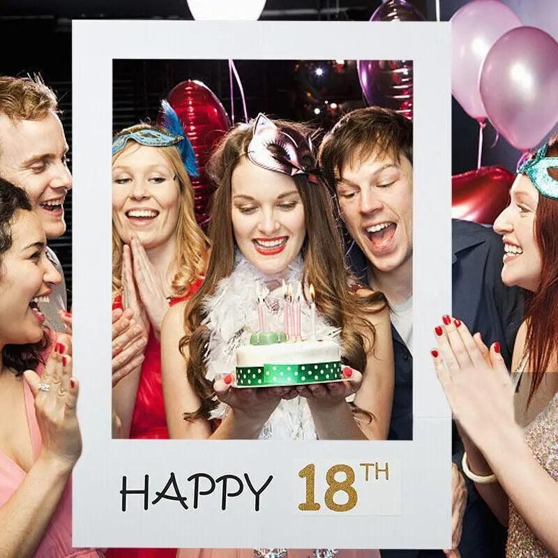 1Th 18Th-60Th Photo Booth Props Picture Frame Wedding Birthday Party Decoration - Happy 18TH