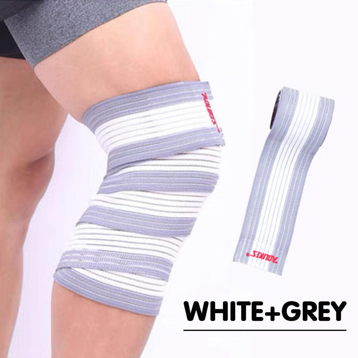 Sports Gym Bandage Wrap Compression Strap Wrist Knee Leg Ankle Elbow Band 180Cm - White+Pink