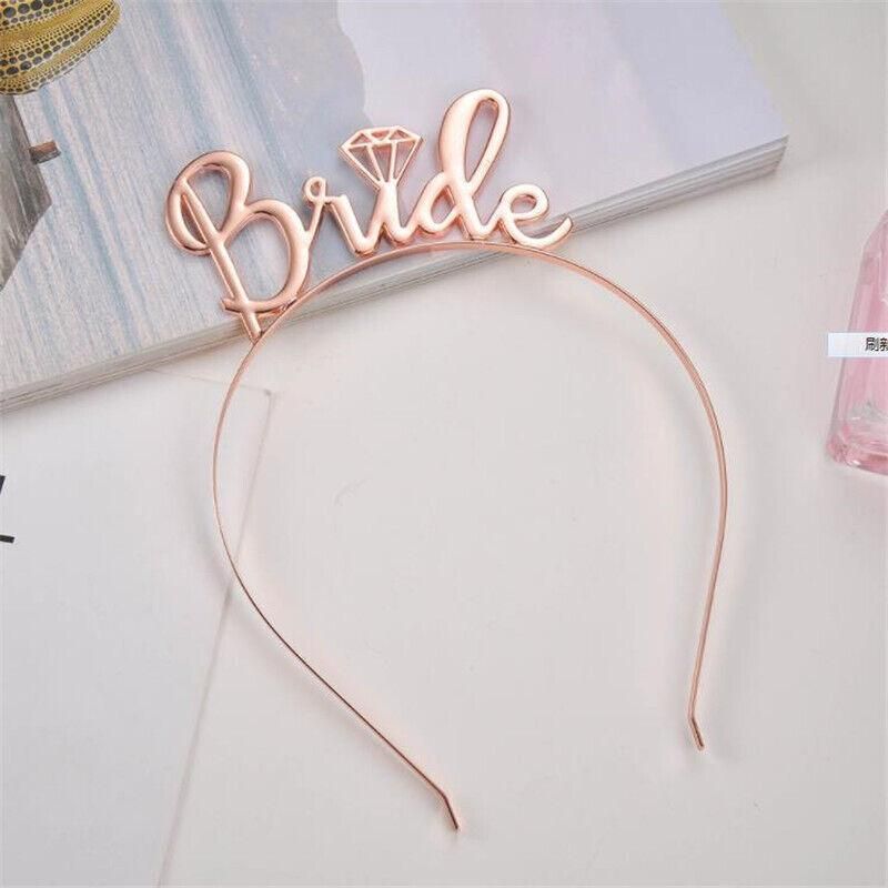 Bride To Be Hen Veil Sash Tiara Hens Night Bridal Shower Kitchen Tea Accessories - Black/Rose Gold Sash
