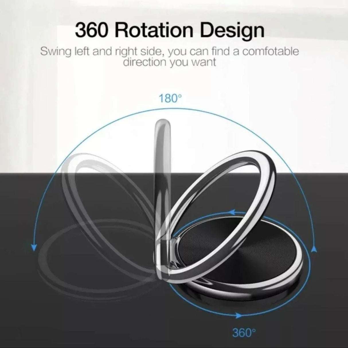 Iring Phone Ring Finger Holder Stand Car Mount Hook For Iphone Ipad Mobile Grip - D- Black