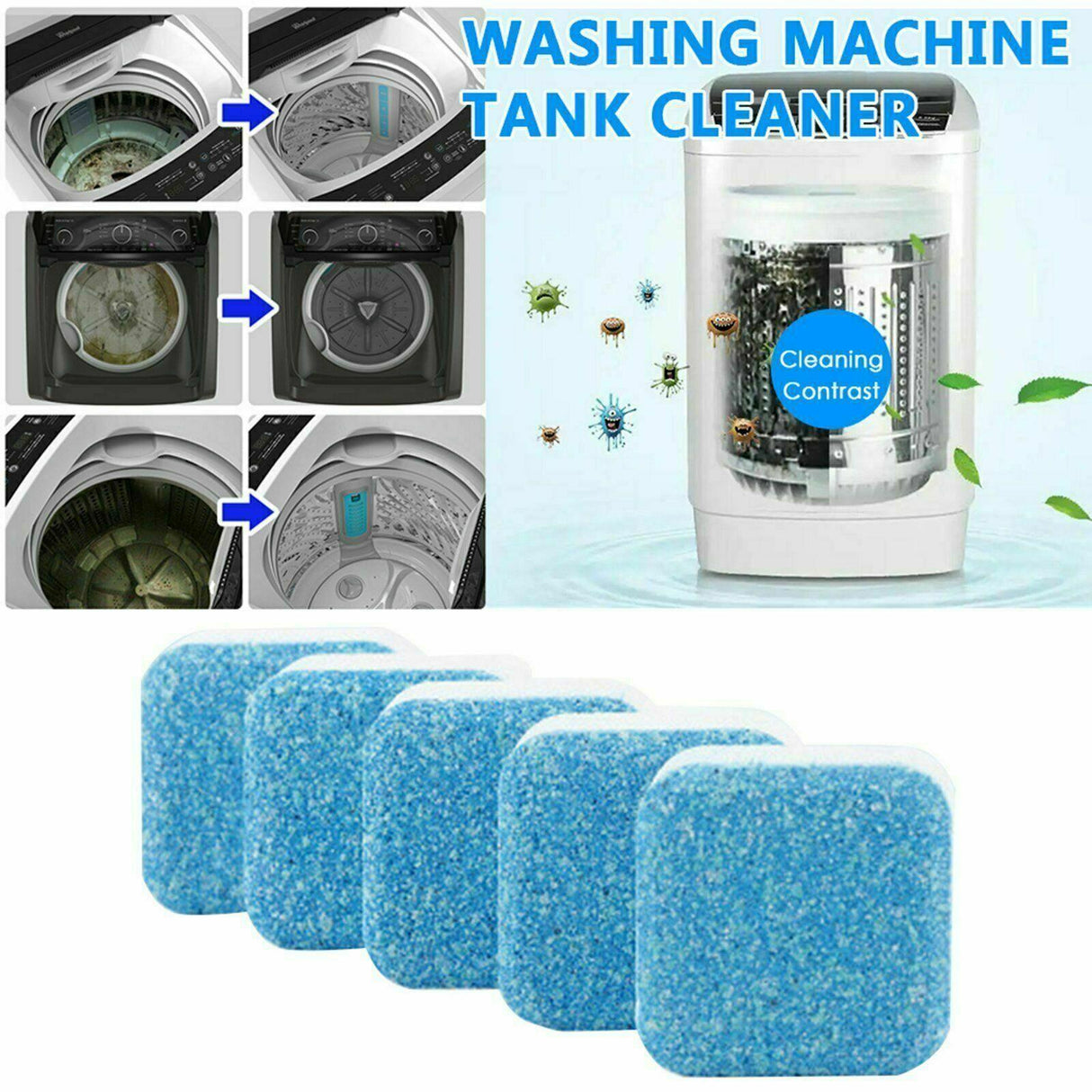 6-48 Pcs Washing Machine Effervescent Tub Bomb Cleaner Remover Deodorant Clean - 6 PCS