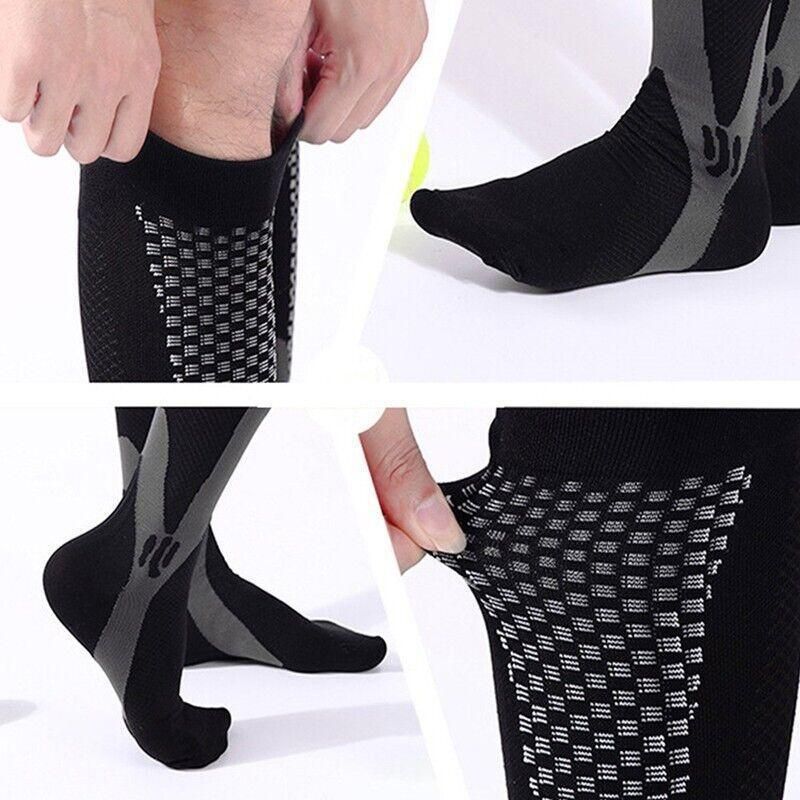 Copper Compression Socks for Running Travel Sports Anti Fatigue Support XXL Unisex - Black