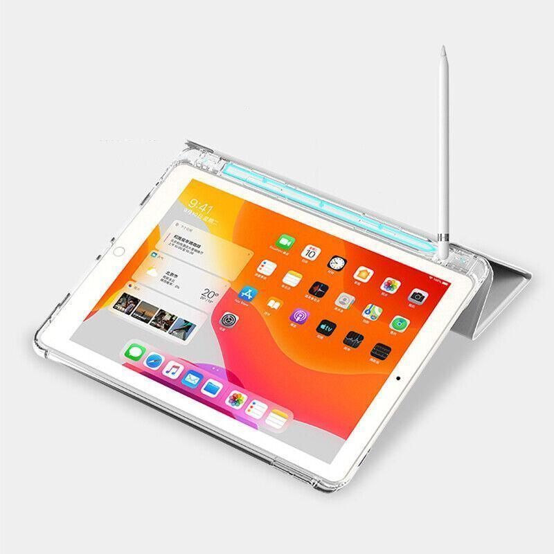 Shockproof Silicone iPad Air 4 Cover with Pencil Slot and Smart Wake - Grey