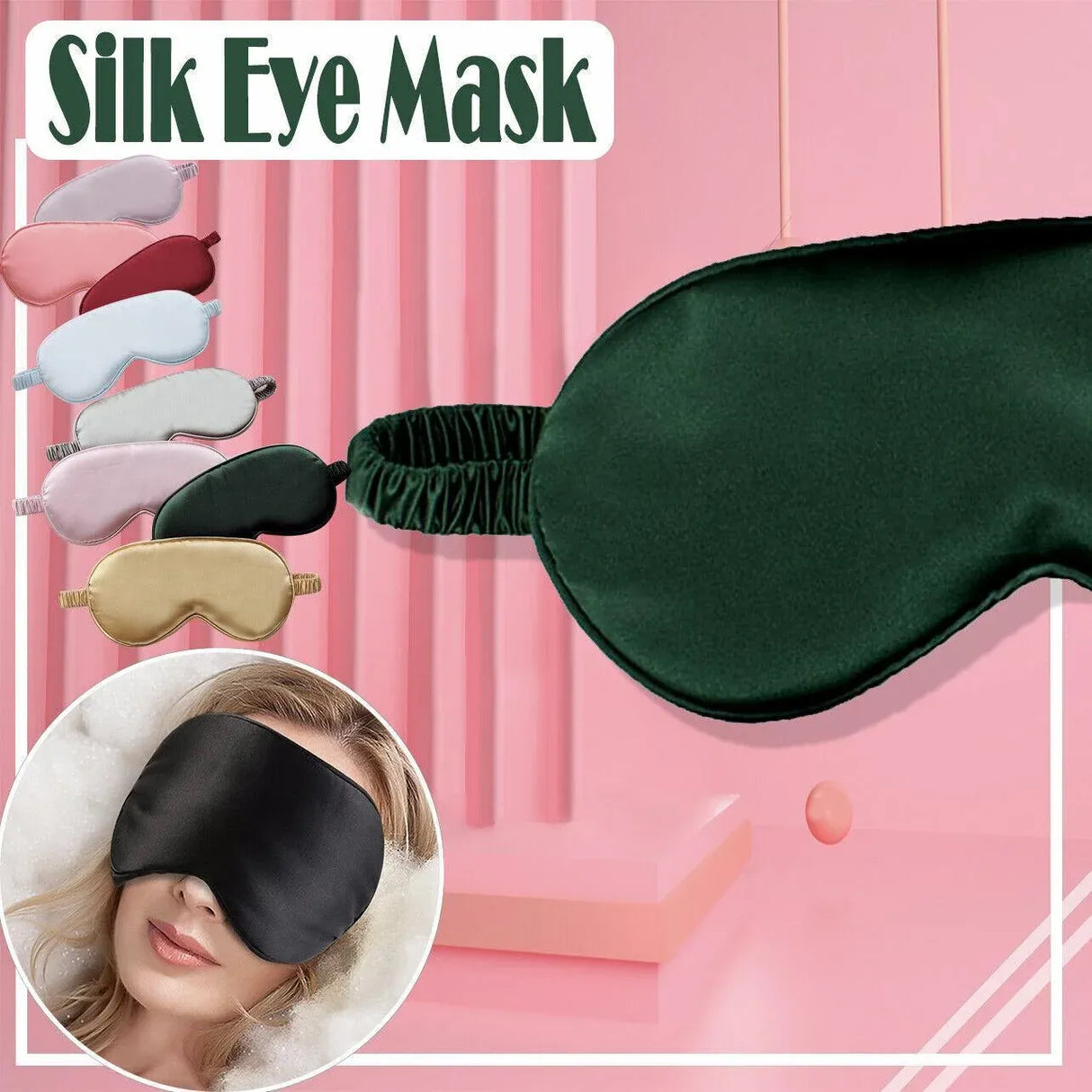 Pure Soft Silk Eyeshade Blindfold Sleep Eye Mask Cover Light Shade Travel Relax - Apricot