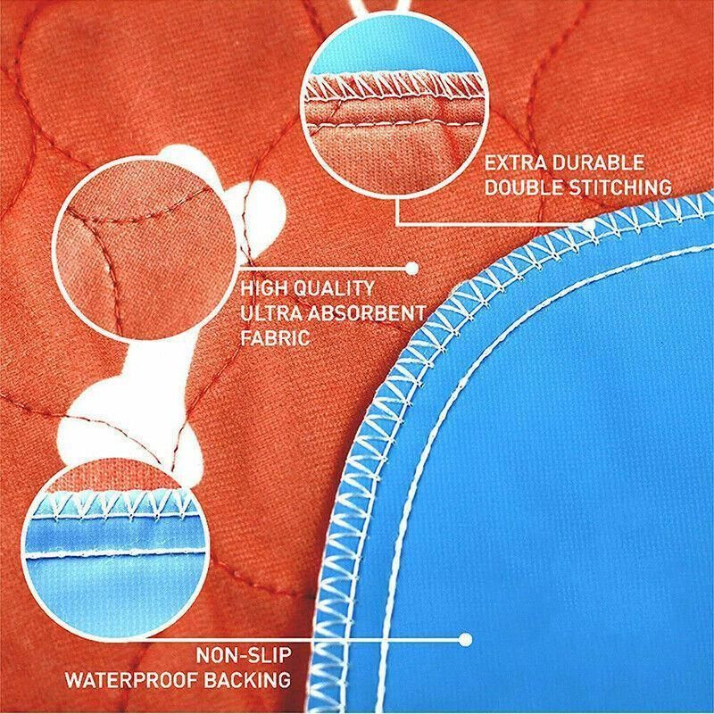 Orange Washable Pet Dog Cat Training Pee Pads Cushion Bed Absorbent Mat - 80X90cm