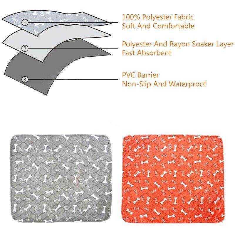 Orange Washable Pet Dog Cat Training Pee Pads Cushion Bed Absorbent Mat - 70X80cm