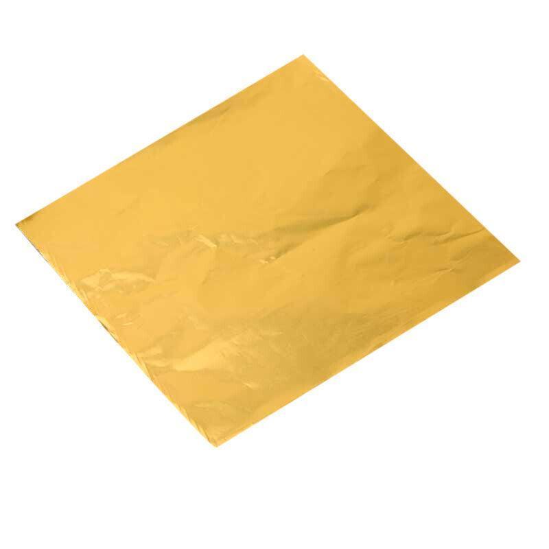 100PCS Tin Foil Aluminium Wrapping Square Chocolate Wrappers 10CM - Gold/Gloss