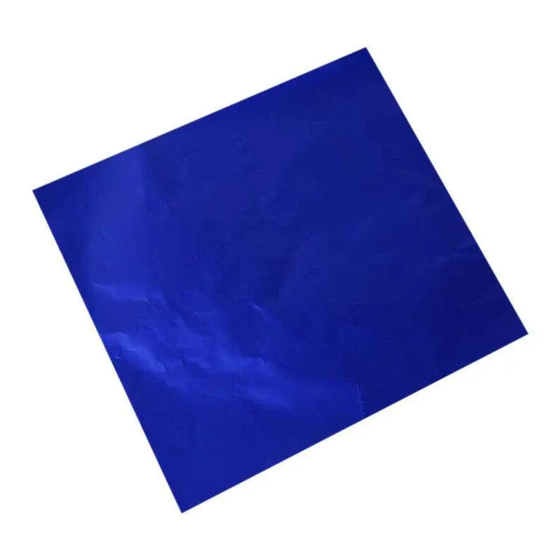 100Pcs Aluminium Foil Chocolate Wrappers 20cm Squares - Blue/Gloss