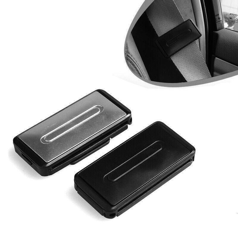 2X Car Shoulder Strap Positioning Clip Buckle Adjuster for Driving Comfort - Black