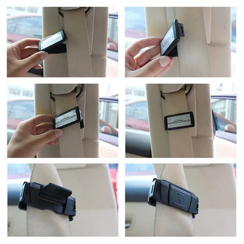 2X Car Shoulder Strap Positioning Clip Buckle Adjuster for Driving Comfort - Silver