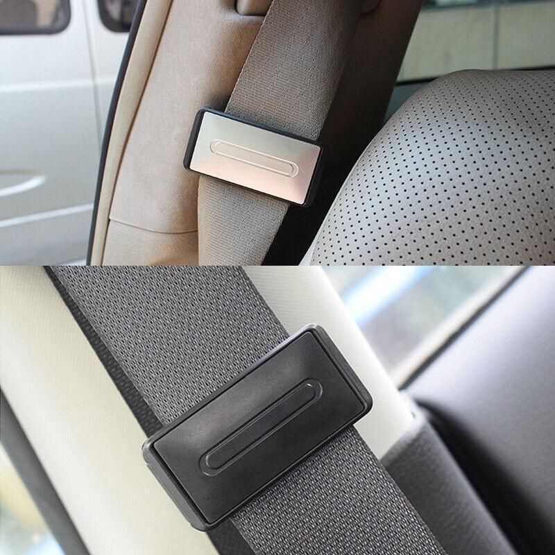2X Car Shoulder Strap Positioning Clip Buckle Adjuster for Driving Comfort - Silver