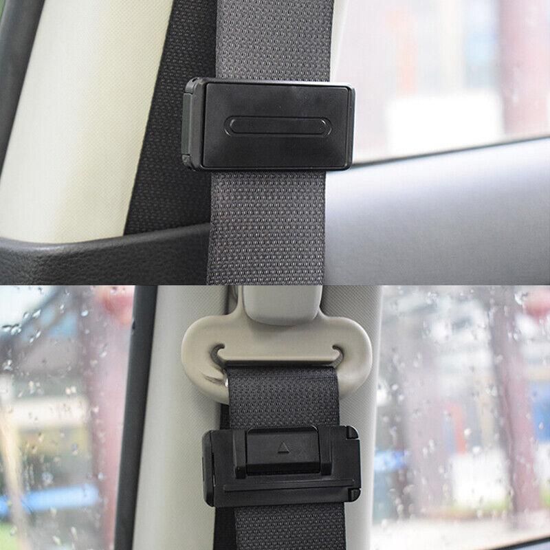 2X Car Shoulder Strap Positioning Clip Buckle Adjuster for Driving Comfort - Silver