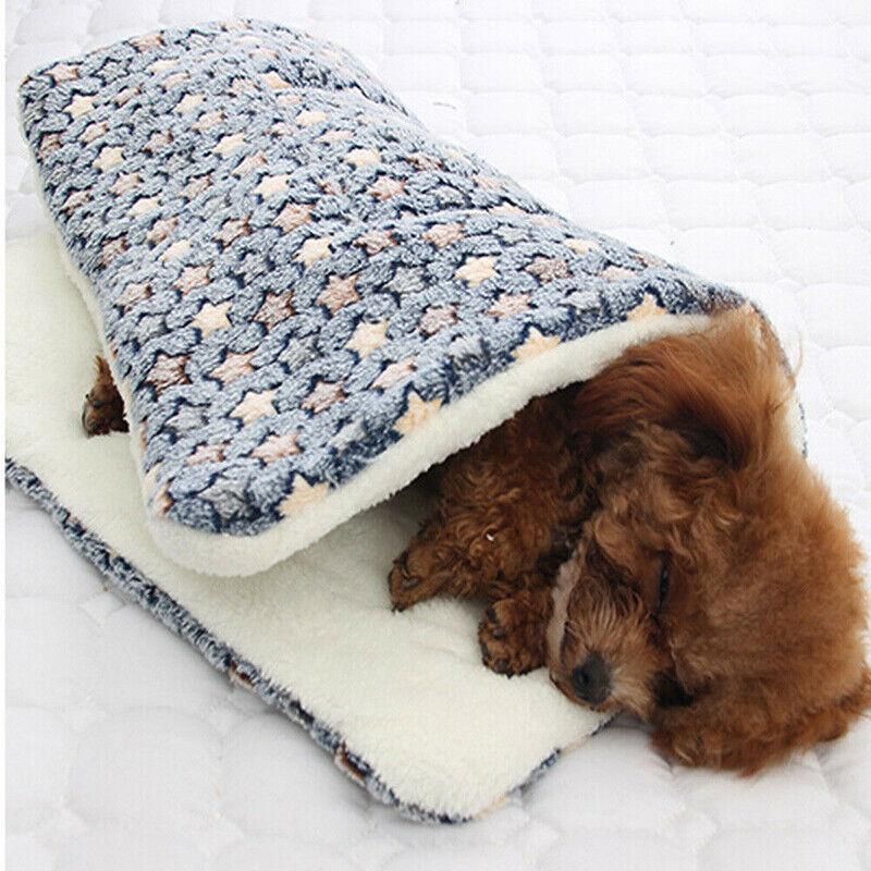 L Size Puppy Dog Cat Cushion Mattress Blanket Bed Soft Warm Pad Winter Kennel House - Navy Cat