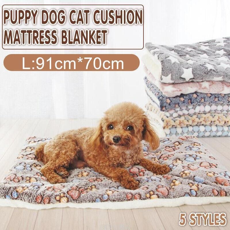 L Size Puppy Dog Cat Cushion Mattress Blanket Bed Soft Warm Pad Winter Kennel House - Pink Bear