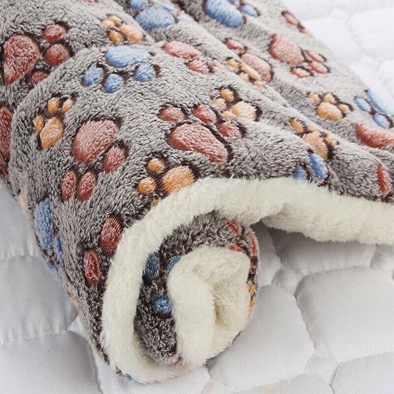 L Size Puppy Dog Cat Cushion Mattress Blanket Bed Soft Warm Pad Winter Kennel House - Blue Brownstar