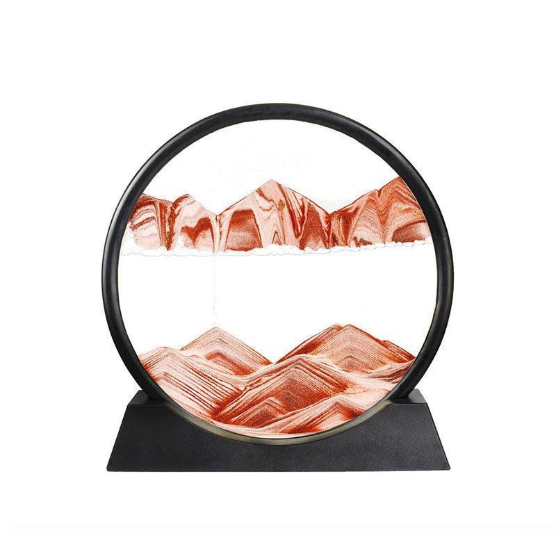 Moving Sand Art Picture Round Glass Quicksand Painting 3D Deep Sea Sandscape Au - Black