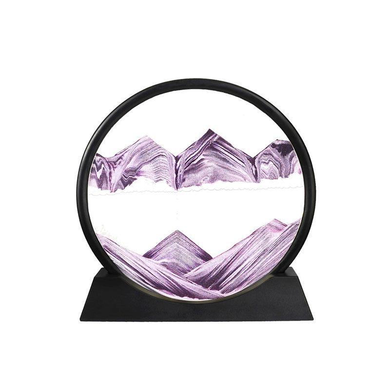 Moving Sand Art Picture Round Glass Quicksand Painting 3D Deep Sea Sandscape Au - Purple