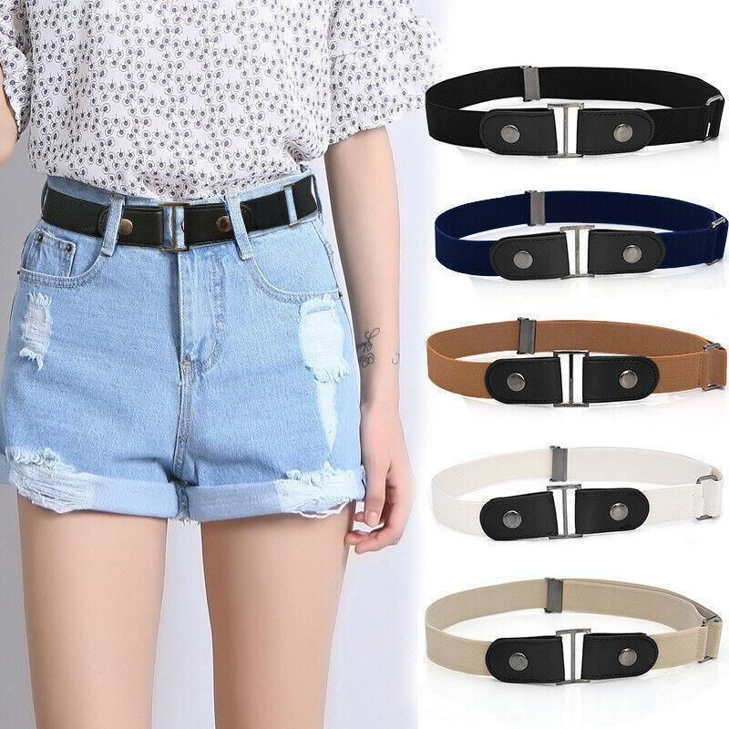 Buckle-Free Elastic Invisible Comfortable Womens No Bulge Hassle Belt For Jeans - Blue