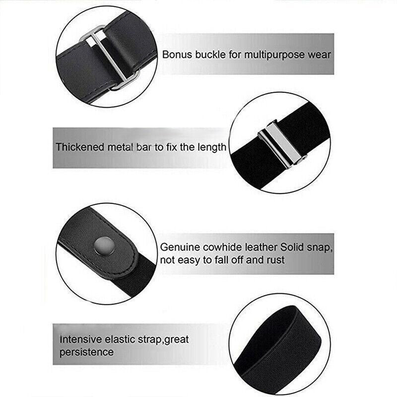 Buckle-Free Elastic Invisible Comfortable Womens No Bulge Hassle Belt For Jeans - Blue