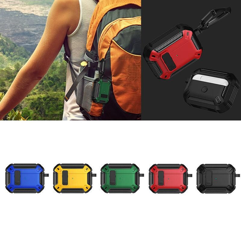 For Apple AirPods pro and pro2 Case Armor Earphone Heavy Duty Shockproof Cover - Black&Red For Airpods Pro