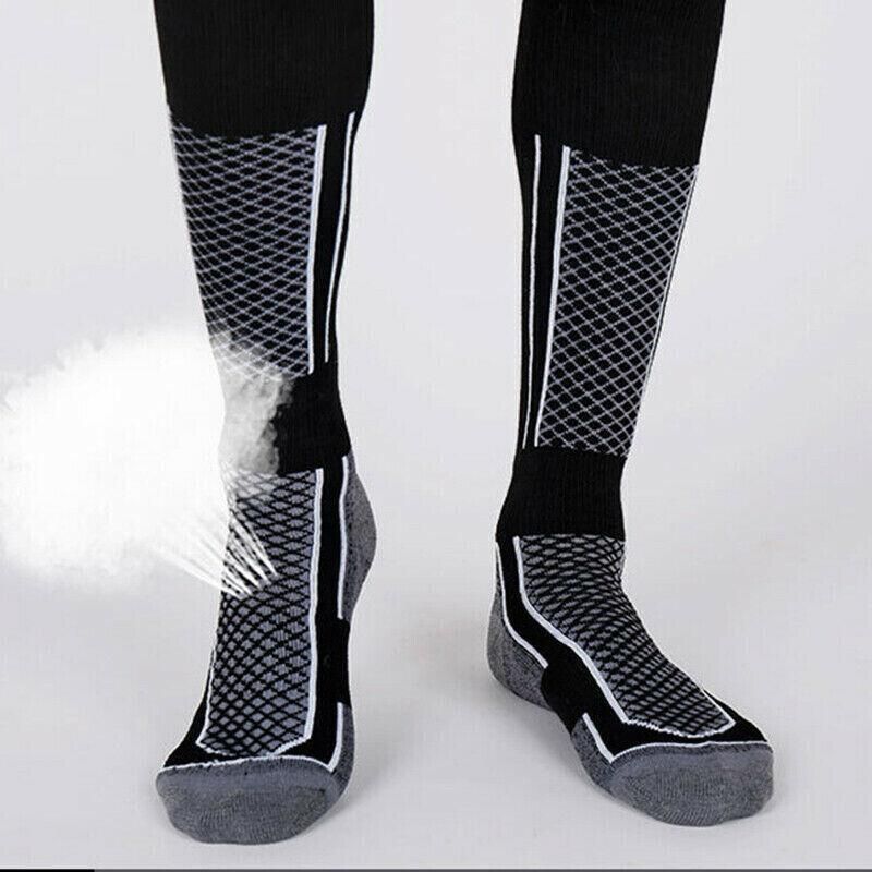 Men Women Long Warm Breathable Ski Socks Thicken Winter Sports Socks - Purple&Black(33-39)