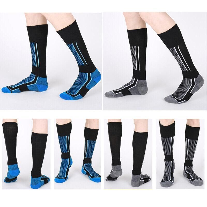 Men Women Long Warm Breathable Ski Socks Thicken Winter Sports Socks - Purple&Black(33-39)