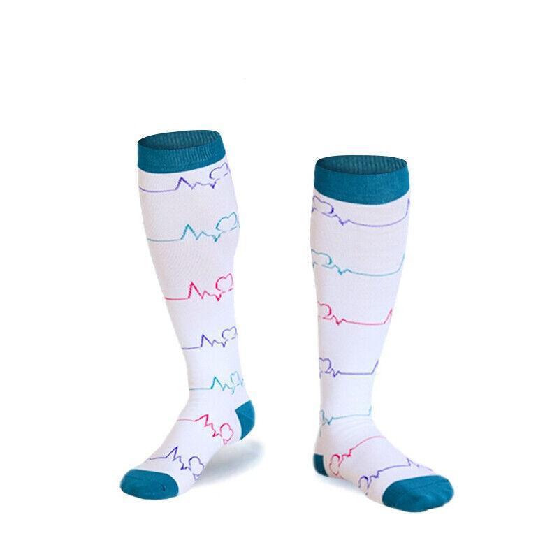 S/M Compression Socks Women Men Nursing Travel Stocking Sport Running - Black