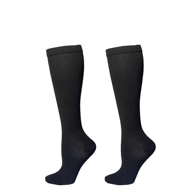 S/M Compression Socks Women Men Nursing Travel Stocking Sport Running - Black