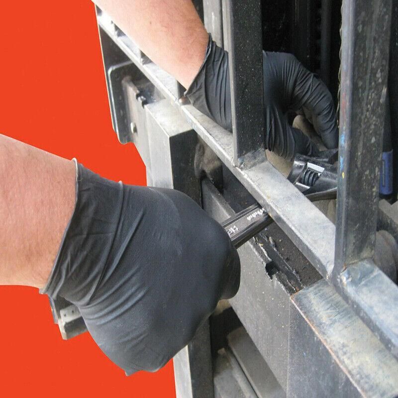 Thick Black Nitrile Gloves Industrial Mechanic Tattoo Tradie Rubber Protection - XL