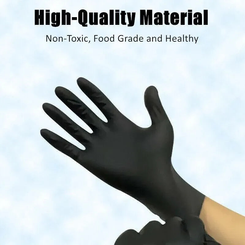 Thick Black Nitrile Gloves Industrial Mechanic Tattoo Tradie Rubber Protection - XL