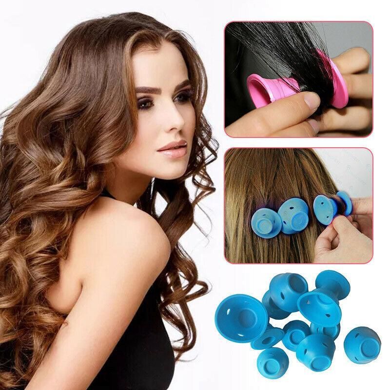 10Pcs DIY Magic Silicone Hair Curlers No-Heat Soft Rollers - Blue