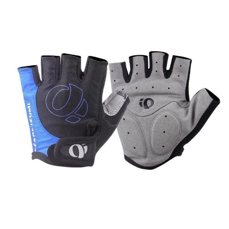 XL Size Cycling Bicycle Half Finger Bike Gloves Unisex Anti Slip Padded - Blue