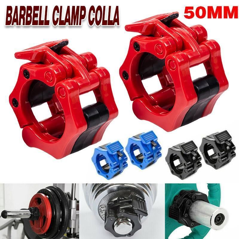 50mm Barbell Clamp Collar Clip Olympic Weightlifting Lift Spring Lock - Black