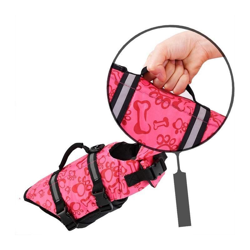 Dog Life Jacket Pet Safety Vest Swimming Boating Float Aid Buoyancy Lifesaver Red - M