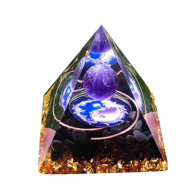 Amethyst Crystal Sphere Orgonite Pyramidamp Obsidians - Purple(50mmx50mm)