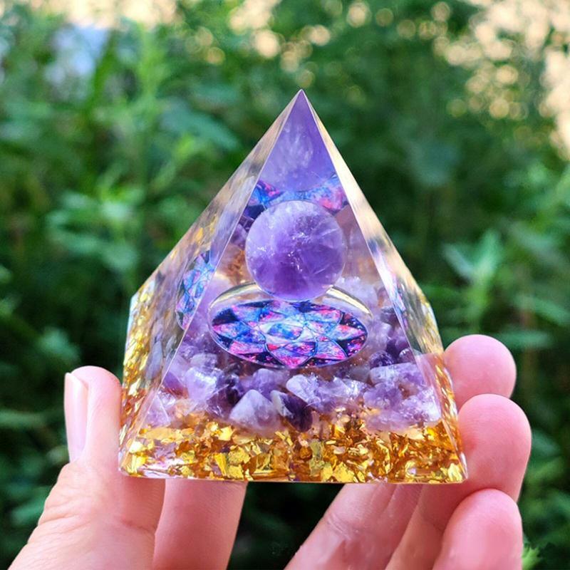 Amethyst Crystal Sphere Orgonite Pyramidamp Obsidians - Green Tree(50mmx50mm)
