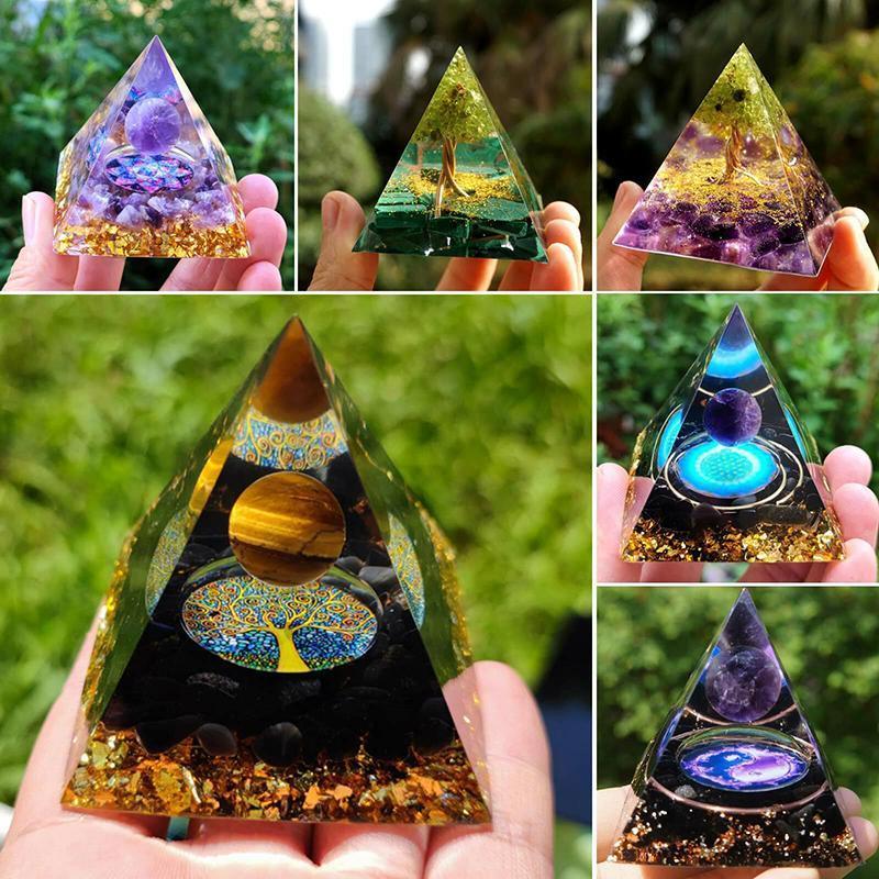 Amethyst Crystal Sphere Orgonite Pyramidamp Obsidians - Black Purple(60mmx60mm)