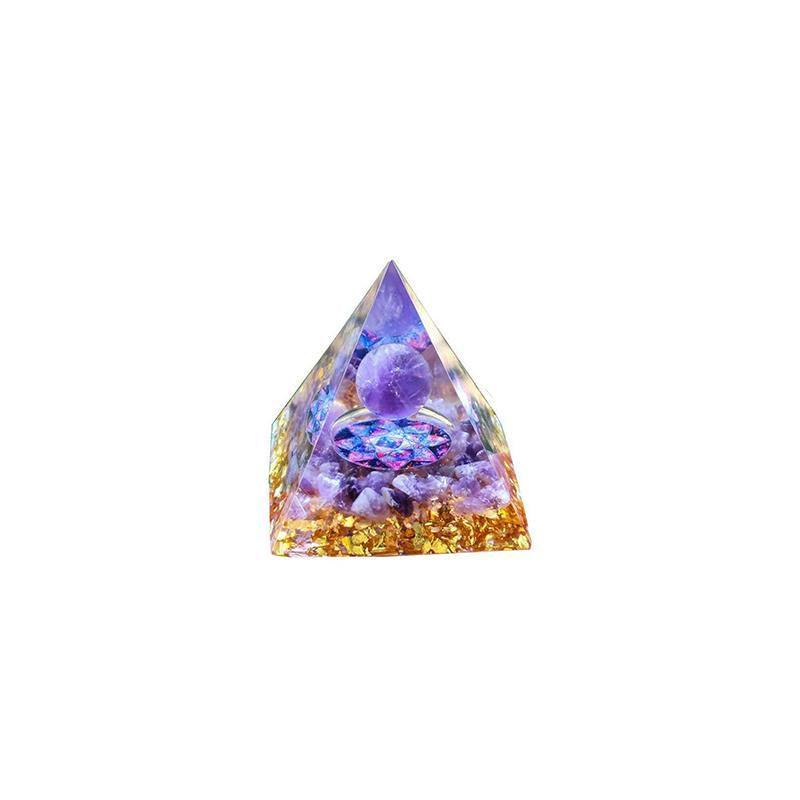 Amethyst Crystal Sphere Orgonite Pyramidamp Obsidians - Black Purple(60mmx60mm)