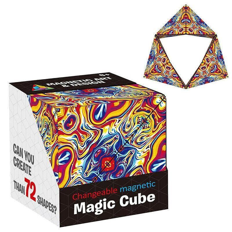 Variety Changeable Magnetic Magic Cube 3D Hand Flip Puzzle Anti Stress Toys Gift - Colourful Pattern