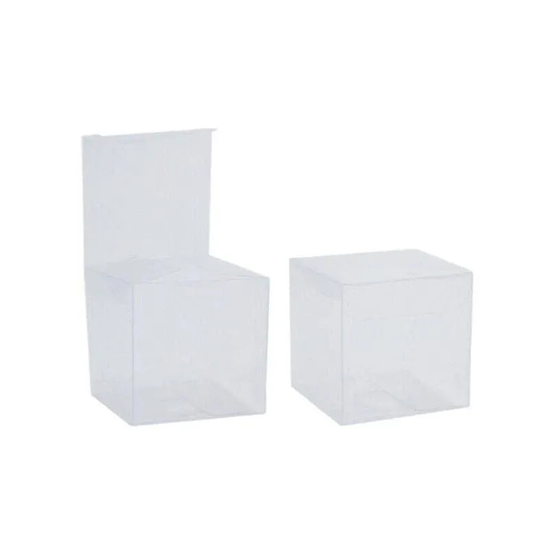 50 PVC Clear Transparent Macaron Square Cube Boxes For Wedding Favour Gift Candy - 60x60x60MM