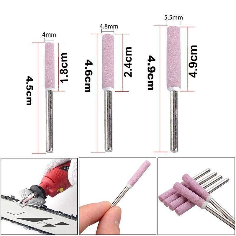 10 Pack Chain Tool Sharpener Grinding Stones for Rotary Bit Kits 4/4.8/5.5mm - 3MM X 5.5MM