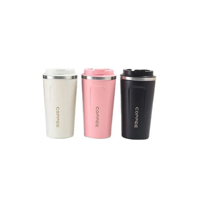 Insulated Coffee Mug Vacuum Travel Cup Thermal Stainless Steel Flask Reusable 380ML - Black
