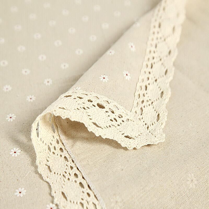 Floral Tablecloth with Lace Edge Cotton Linen Cover for Dining Table Square Rectangle - 90*90CM